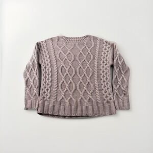 Angel Kiss Sweater Women's M Cable Knit Mauve Pink Chunky Cozy Pullover